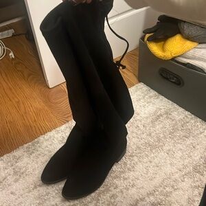 Black suede over the knee boots